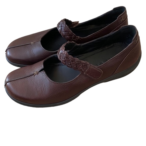 Hotter Shaker Womens 9.5 Mary Jane Shoes Flats Loafers Brown Leather Comfort - Picture 1 of 7